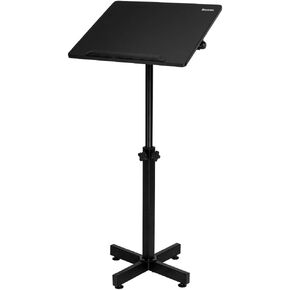 Bonnlo Classic Lectern Podium Stand, Height Adjustable Mobile Podium, Multi-Purpose Tabletop for Speech, Lecture, Church, Reading or Laptop Desk with Edge Stopper, Black