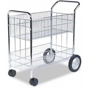 Wire Mail Cart, 21-1/2w x 37-1/2d x 39-1/4h, Chrome