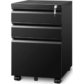 3 Drawer File Cabinet with Lock, File Cabinets for Home Office,Under Desk Cabinet, Locking File Cabinet for A4/Letter/Legal, Fully Assembled Expect Casters, Matte White
