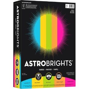 Neenah Astrobrights® ورقة ملونة زاهية ، ورقة حجم الحروف ، 24 رطل ، ألوان متنوعة ، 500 ورقة