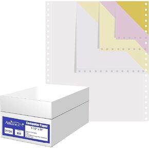 Alliance Continuous Carbonless Computer Paper 9.5 x 11, Blank Left and Right Perforated, 15 lb, 3-Part White/Canary/Pink (1,200 Sheets) - Made In The USA