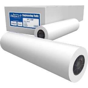 Alliance Wide Format Paper 24" x 500' Rolls Bond Engineering (20lb | 2 Rolls, 24 In x 500 Ft | 3" Core)