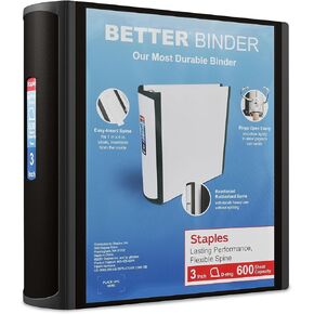 Staples 702874 3-Inch 3-Ring Better Binder Black (15126-Cc)
