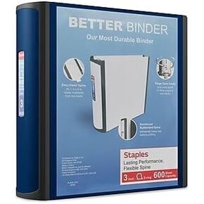 Staples 3-inch 3-Ring Better Binder, Navy Blue, 2/Pack (ST55889-CCVS)
