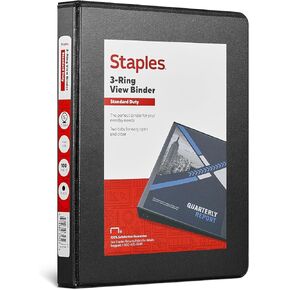 Staples 580932 1/2-Inch Standard 5-1/2-Inch x 8-1/2-Inch Mini View Binder with Round Rings Black