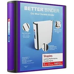 Staples 2-inch 3-Ring Better Binder, Purple, 2/Pack (ST55879-CCVS)