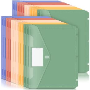Forvencer Binder Pocket, 10 Pack Super Heavyweight Plastic Folders with Tight Closure, Binder Folders Side Loading, 3 Ring Binder Pocket, Binder Dividers with Pockets, Letter Size, Pastel Series