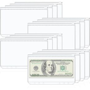 18Pcs A6 Binder Pockets, 6 Holes A6 Binder Inserts, Budget Cash Stuffing Envelopes for Budgeting, Clear Zipper Pouch, Waterproof PVC Loose Leaf Bags for 6 Ring Binders, Photo Card Folder