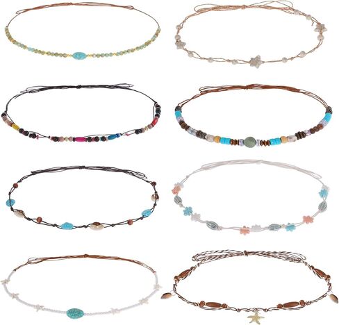 phnydreg 8PCS Cowboy Hat Bands Ethnic Western Hat Bands for Cowboy Hats Beaded Hat Bands for Women Cowgirl Men in Kuwait