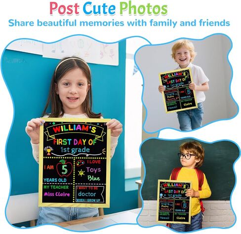 First and Last Day of School Sign with 6 Colorful Liquid Chalk Markers Pack - 14"x11"Double-Sided Back to School Signs for Kids - Reusable Wooden 1st Day of Preschool/Kindergarten Photo Props in Kuwait