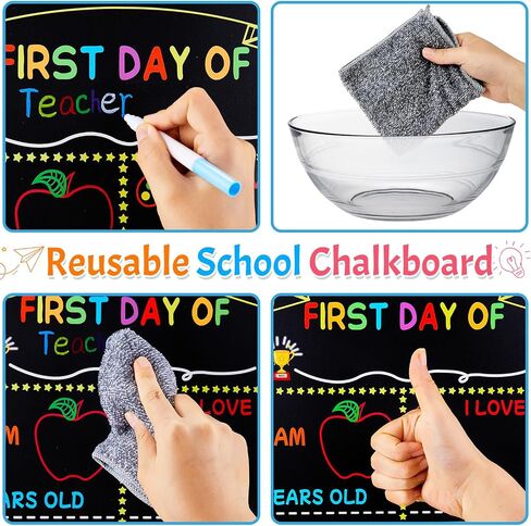 First and Last Day of School Sign with 6 Colorful Liquid Chalk Markers Pack - 14"x11"Double-Sided Back to School Signs for Kids - Reusable Wooden 1st Day of Preschool/Kindergarten Photo Props in Kuwait