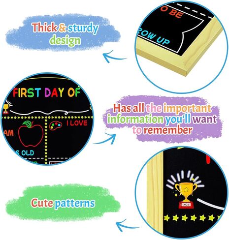 First and Last Day of School Sign with 6 Colorful Liquid Chalk Markers Pack - 14"x11"Double-Sided Back to School Signs for Kids - Reusable Wooden 1st Day of Preschool/Kindergarten Photo Props in Kuwait
