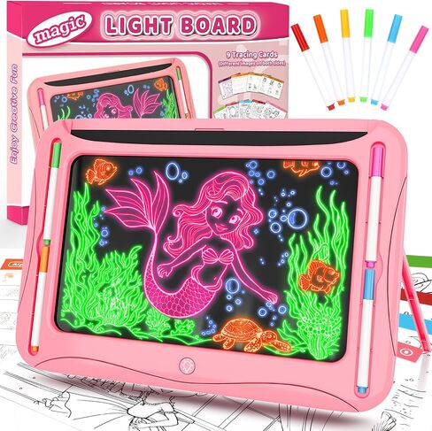 لوحة الرسم LED ، ألعاب Kids Magic للأولاد 4-6 ، هدايا عيد ميلاد عيد الميلاد ، وسادة تتبع تتبع ، 9 بطاقات على الوجهين ، 6 علامات ، توهج في قرص كتابة الشعار المظلم ، مجموعات تعليمية ألعاب الفنون الحرف in Kuwait