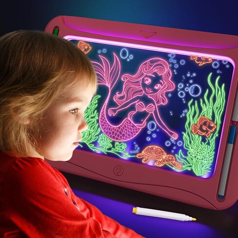 لوحة الرسم LED ، ألعاب Kids Magic للأولاد 4-6 ، هدايا عيد ميلاد عيد الميلاد ، وسادة تتبع تتبع ، 9 بطاقات على الوجهين ، 6 علامات ، توهج في قرص كتابة الشعار المظلم ، مجموعات تعليمية ألعاب الفنون الحرف in Kuwait
