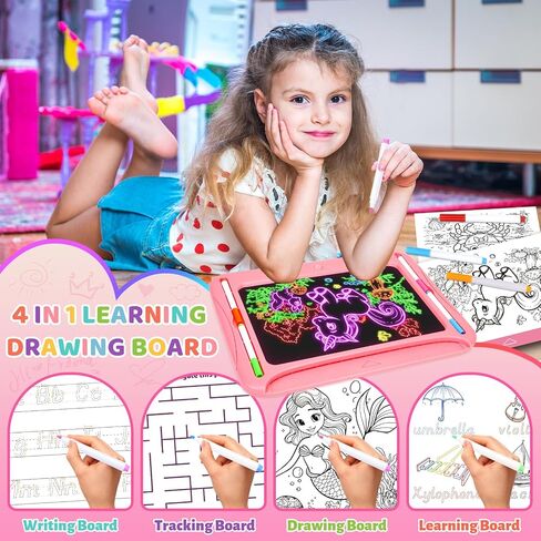 لوحة الرسم LED ، ألعاب Kids Magic للأولاد 4-6 ، هدايا عيد ميلاد عيد الميلاد ، وسادة تتبع تتبع ، 9 بطاقات على الوجهين ، 6 علامات ، توهج في قرص كتابة الشعار المظلم ، مجموعات تعليمية ألعاب الفنون الحرف in Kuwait
