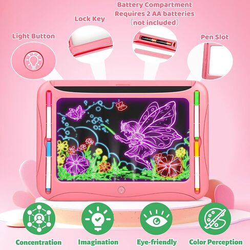 لوحة الرسم LED ، ألعاب Kids Magic للأولاد 4-6 ، هدايا عيد ميلاد عيد الميلاد ، وسادة تتبع تتبع ، 9 بطاقات على الوجهين ، 6 علامات ، توهج في قرص كتابة الشعار المظلم ، مجموعات تعليمية ألعاب الفنون الحرف in Kuwait