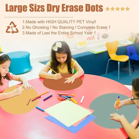 LINCIA 12 PCS 12 '' DRAY ERASE DOTS for Classroom Classroom Decords Boho ملصقات ملونة لدوائر محو الجدار الأبيض القابل للإزالة لإزالة اللوازم المدرسية (لون بوهو) in Kuwait