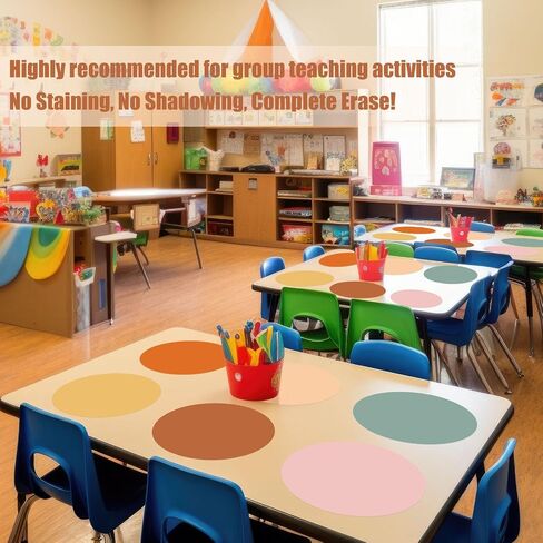 LINCIA 12 PCS 12 '' DRAY ERASE DOTS for Classroom Classroom Decords Boho ملصقات ملونة لدوائر محو الجدار الأبيض القابل للإزالة لإزالة اللوازم المدرسية (لون بوهو) in Kuwait