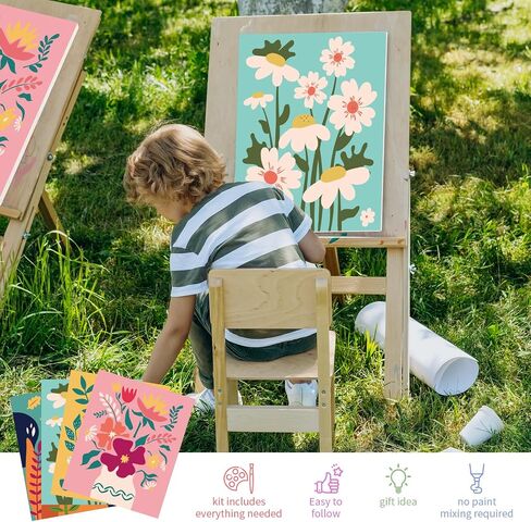goldentime Framed Paint by Numbers for Adults and Kids Ages 8-12 - Easy to Paint by Number for Beginners, Flower Canvas Painting Kits Perfect for Gift Home Wall Decor 8 * 10inch in Kuwait