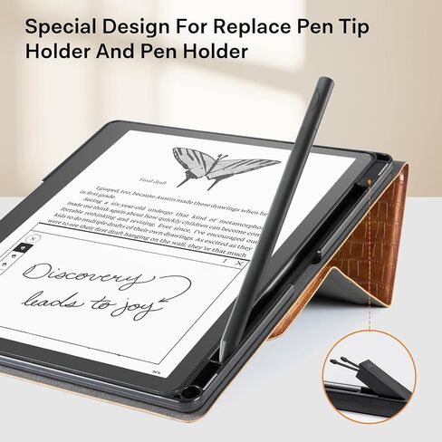 حافظة CoBak Stand لجهاز Kindle Scribe - غطاء جلدي فاخر مع حامل أقلام، وخاصية النوم/الاستيقاظ التلقائي، وميزة الوقوف - متوافقة مع جهاز Kindle Scribe مقاس 10.2 بوصة (إصدار 2022) in Saudi Arabia