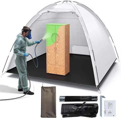 Portable Paint Booth Tent - 10x8x6.6ft Larger Spray Paint Tent with Built-in Floor, Mesh Screen, and Ground Stakes, Spray Booths Painting Tent Station for Furniture DIY Hobby Tool, Spray Paint Shelter in Kuwait