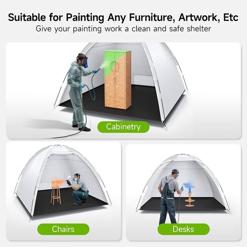 Portable Paint Booth Tent - 10x8x6.6ft Larger Spray Paint Tent with Built-in Floor, Mesh Screen, and Ground Stakes, Spray Booths Painting Tent Station for Furniture DIY Hobby Tool, Spray Paint Shelter in Kuwait