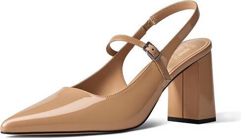 حذاء نسائي من Heelchic بكعب مكتنز وكعب مكتنز ومقدمة مدببة وكعب منخفض مريح وسهل الارتداء صنادل لحفلات الزفاف وحفلات الزفاف وأحذية العمل in Saudi Arabia