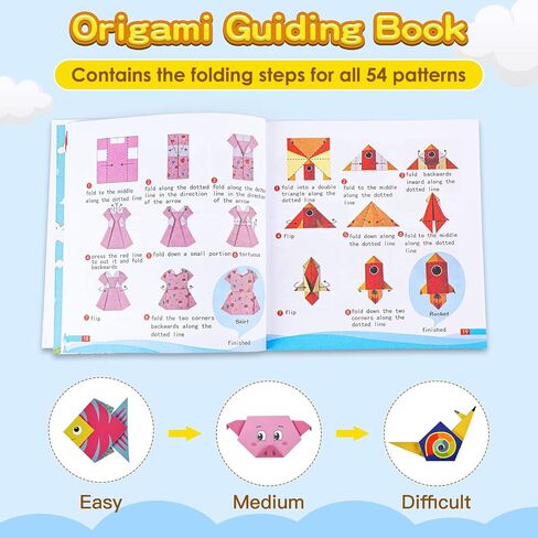308 Sheets Origami Paper Kit for Kids Ages 5-8 8-12 with Guiding Book DIY Art and Crafts Supplies Kits for Girls and Boys Square Easy Fold Paper Travel Activities Birthday Christmas Gifts in Saudi Arabia