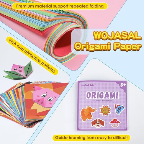 308 Sheets Origami Paper Kit for Kids Ages 5-8 8-12 with Guiding Book DIY Art and Crafts Supplies Kits for Girls and Boys Square Easy Fold Paper Travel Activities Birthday Christmas Gifts in Saudi Arabia