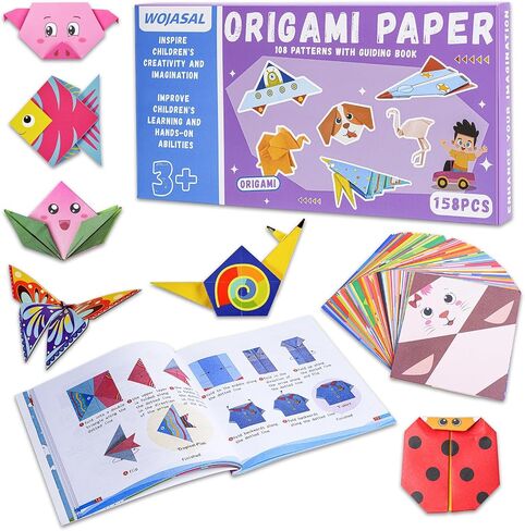 308 Sheets Origami Paper Kit for Kids Ages 5-8 8-12 with Guiding Book DIY Art and Crafts Supplies Kits for Girls and Boys Square Easy Fold Paper Travel Activities Birthday Christmas Gifts in Saudi Arabia