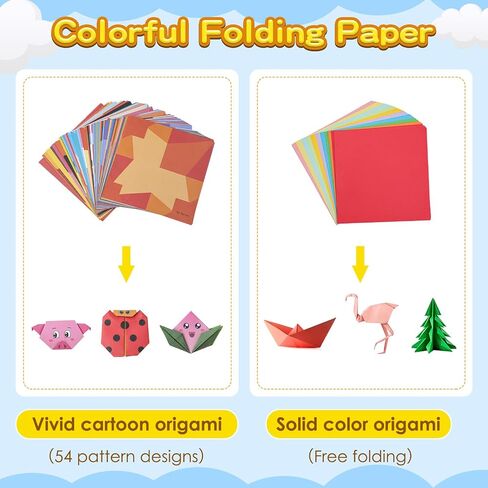 308 Sheets Origami Paper Kit for Kids Ages 5-8 8-12 with Guiding Book DIY Art and Crafts Supplies Kits for Girls and Boys Square Easy Fold Paper Travel Activities Birthday Christmas Gifts in Saudi Arabia