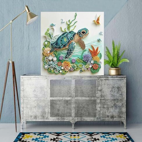 ZQEATRY Sea Turtle Animal Special Shape Diamond Art Kits for Adults,5D Diamond Painting Kits for Beginner,DIY Diamond Crystal Rhinestones Painting Kits for Home Wall Decor Gift 11.8 X 11.8inch in Saudi Arabia