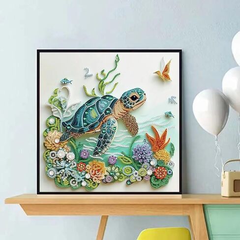 ZQEATRY Sea Turtle Animal Special Shape Diamond Art Kits for Adults,5D Diamond Painting Kits for Beginner,DIY Diamond Crystal Rhinestones Painting Kits for Home Wall Decor Gift 11.8 X 11.8inch in Saudi Arabia