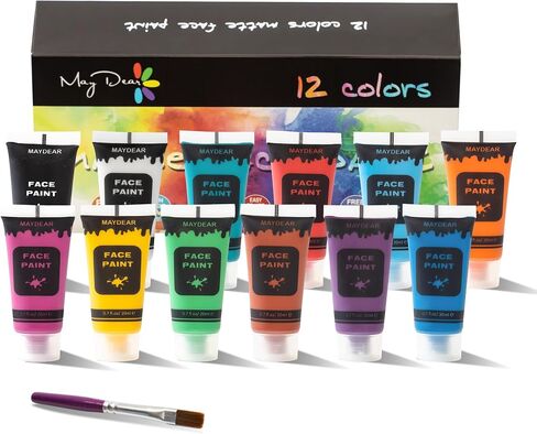 Maydear 12 Colors Face Body Paint Set, Safe Non-Toxic Liquid Paint for Adults and Children, Halloween, Cosplay - Matte 0.7 FL OZ Each in Saudi Arabia