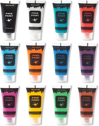 Maydear 12 Colors Face Body Paint Set, Safe Non-Toxic Liquid Paint for Adults and Children, Halloween, Cosplay - Matte 0.7 FL OZ Each in Saudi Arabia