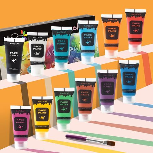Maydear 12 Colors Face Body Paint Set, Safe Non-Toxic Liquid Paint for Adults and Children, Halloween, Cosplay - Matte 0.7 FL OZ Each in Saudi Arabia