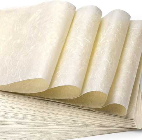 ورق الأرز Garfxg لـ Decoupage Natural A4 Mulberry Paper 50 ورقة للكتابة والطلاء والطباعة وزينه ، وصنع البطاقات ، ولف هدايا فنية DIY -اللون. in Kuwait