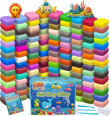 Air Dry Clay 135 Colors, Modeling Clay for Kids, DIY Molding Magic Toy with Tools, Gift for Kids Boys Girls in Kuwait
