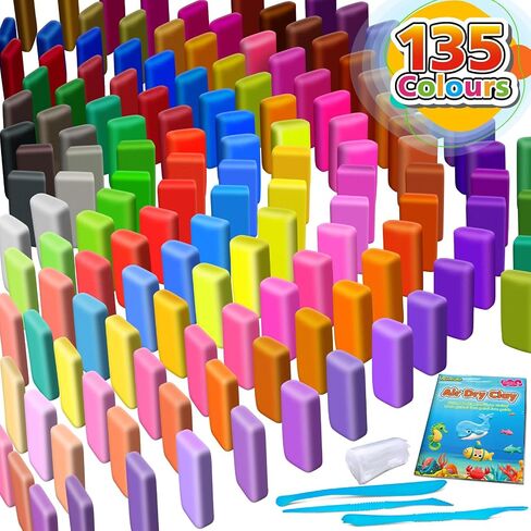 Air Dry Clay 135 Colors, Modeling Clay for Kids, DIY Molding Magic Toy with Tools, Gift for Kids Boys Girls in Kuwait
