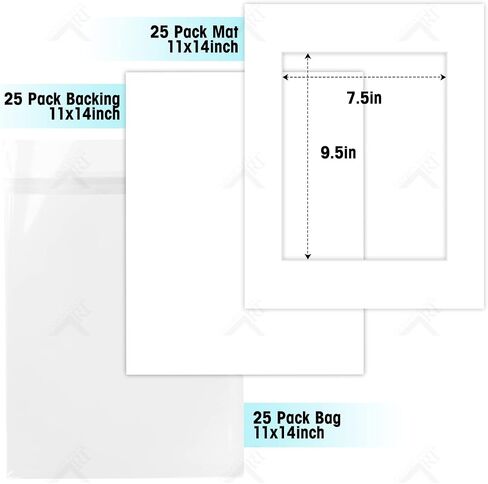 Golden State Art, Acid Free, Pack of 25, 11x14 White Picture Mats Mattes with White Core Bevel Cut for 8x10 Photo + Backing + Bags in Saudi Arabia