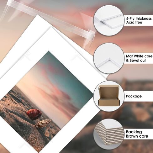 Golden State Art, Acid Free, Pack of 25, 11x14 White Picture Mats Mattes with White Core Bevel Cut for 8x10 Photo + Backing + Bags in Saudi Arabia
