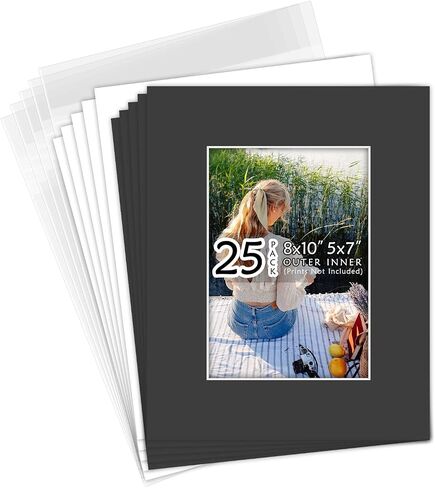 Golden State Art, Acid Free, Pack of 25, 11x14 White Picture Mats Mattes with White Core Bevel Cut for 8x10 Photo + Backing + Bags in Saudi Arabia