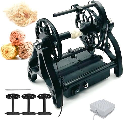 Electric Yarn Spinner Kit with Foot Controller & 3 Bobbins, Small Yarn Winder with Forward & Reverse in Saudi Arabia