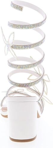 TOP Moda Women's Butterfly Wrap Around Rhinestone Strap Chunky Heel Sandals in Kuwait