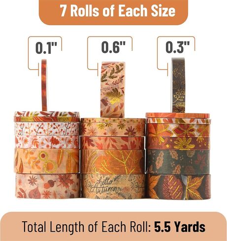 Mr. Pen- Washi Tape Set, 21 Rolls, Assorted Sizes, Floral Design, Washi Tape for Journaling in Saudi Arabia