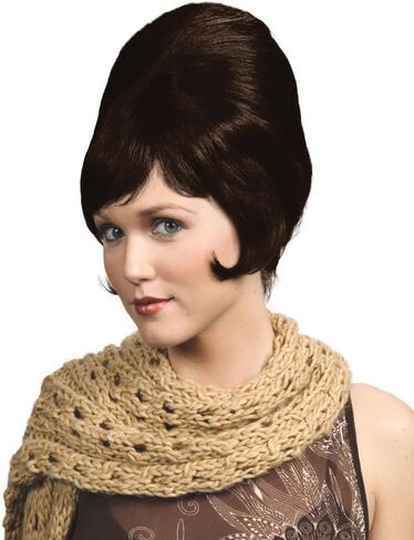 Beehive B-52 color BROWN - Enigma Wigs 1960s Theater Short Beahive Women Side Curl Bundle with Cap, MaxWigs Costume Wig Care Guide in Kuwait