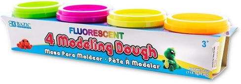 BAZIC Modeling Dough 4 Oz, Assorted Fluorescent Colors, Non Toxic Soft DIY Modeling Clay for Art and Crafts, Sculpting, Kids Children Gift, 1-Pack in Saudi Arabia