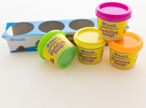 BAZIC Modeling Dough 4 Oz, Assorted Fluorescent Colors, Non Toxic Soft DIY Modeling Clay for Art and Crafts, Sculpting, Kids Children Gift, 1-Pack in Saudi Arabia