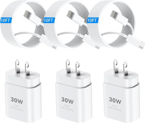 شاحن سريع للهاتف، شاحن هاتف USB C 20W كتلة شواحن الهاتف مع سلك شحن لايتنينج 6.6FT للهاتف 14,14 Pro، 14 Pro Max، 13 Pro Max، 12 Pro Max، Mini، 11 Pro Max، iPad in Kuwait