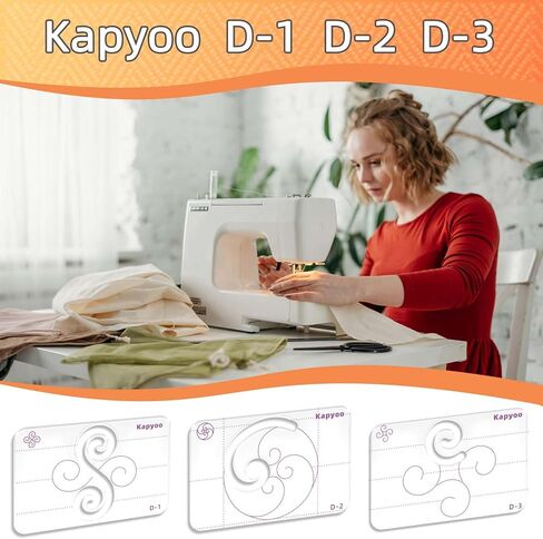 3pcs قوالب خياطة اللحف بالحركة المجانية مع قبضة غير قابلة للانزلاق ، حاكم خياطة اللحف والقوالب للآلات الصناعية والمحلية لإعادة الاستئناف القابلة لإعادة الاستخدام لتصميمات لحاف DIY (25 سلسلة D) in Kuwait